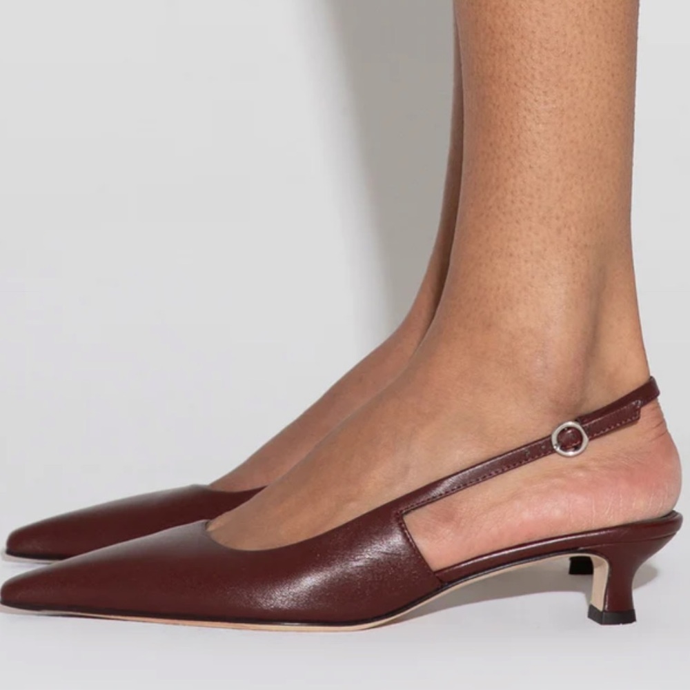 ♥️NWT AEYDE CATRINA NAPPA LEATHER SLINGBACK PUMPS IN BURGUNDY SIZE 40/US10 - Picture 7 of 15